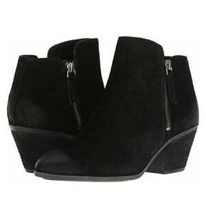 Frye Judy Black Suede Double Zip Western Ankle Booties Size 7 EUC